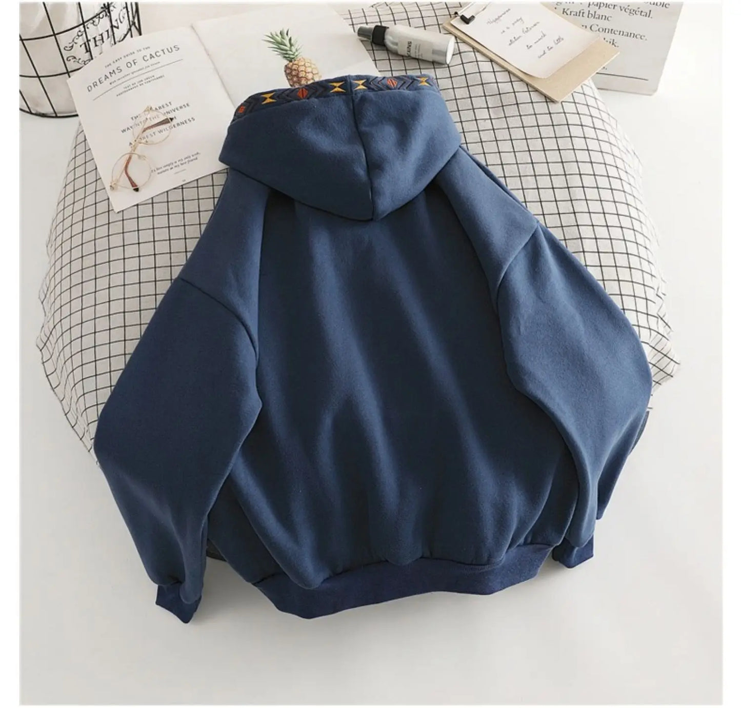 Embroidered Tassel Pocket Hoodie