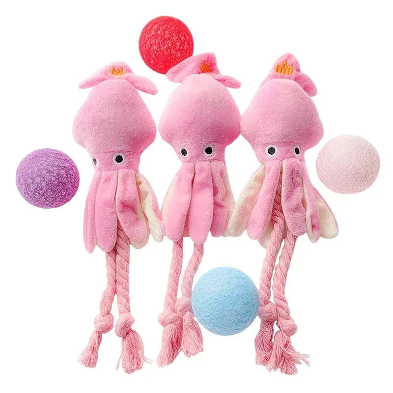 Plush Octopus Rope Toy – Squeaky & Durable