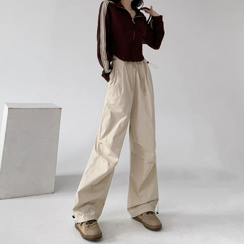 Retro High-Waist Straight-Leg Sweatpants