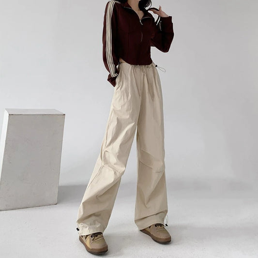 Retro High-Waist Straight-Leg Sweatpants