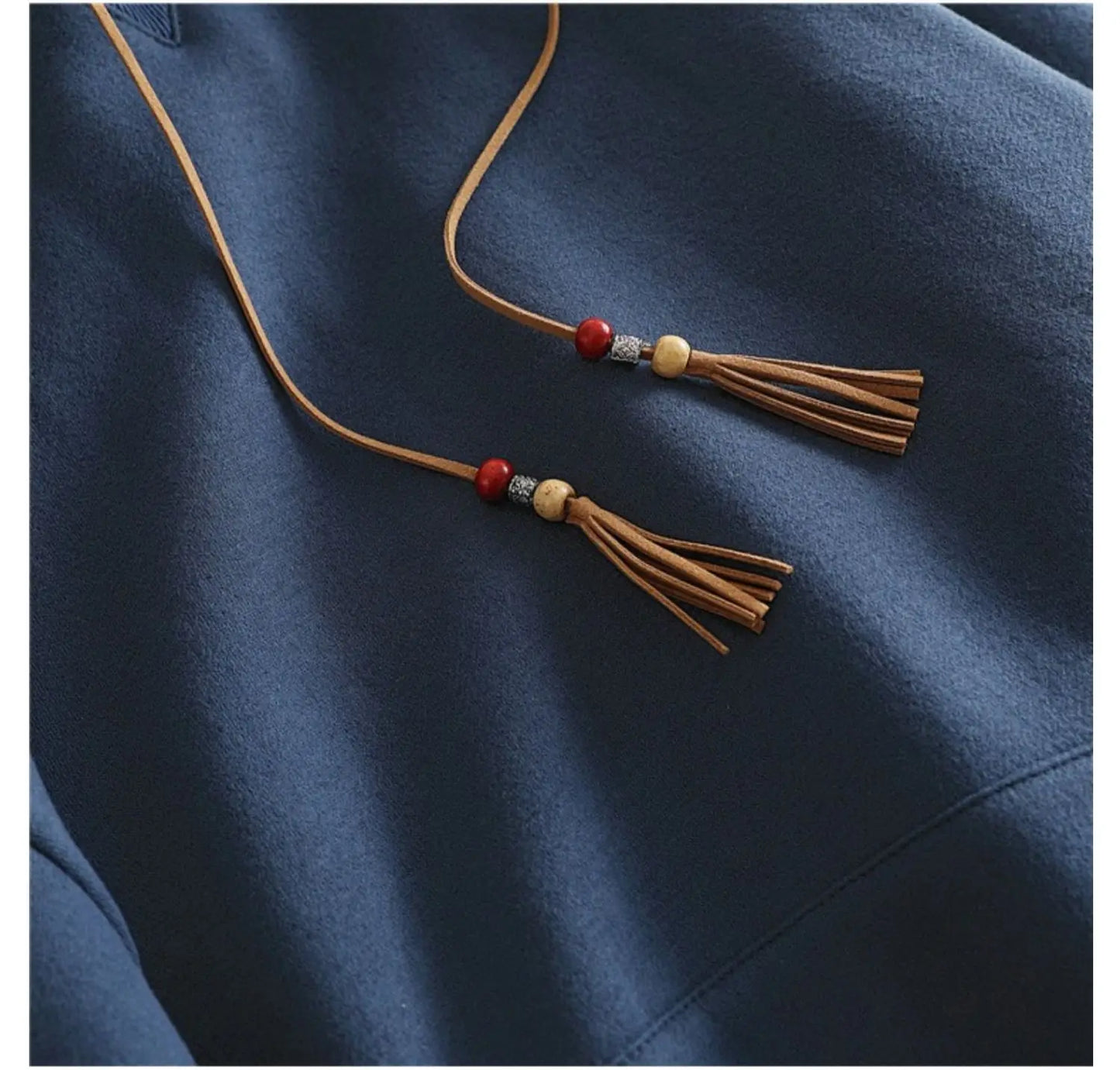 Embroidered Tassel Pocket Hoodie