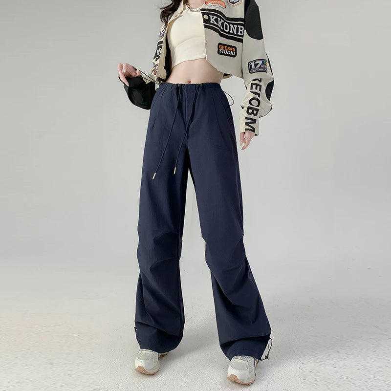 Retro High-Waist Straight-Leg Sweatpants