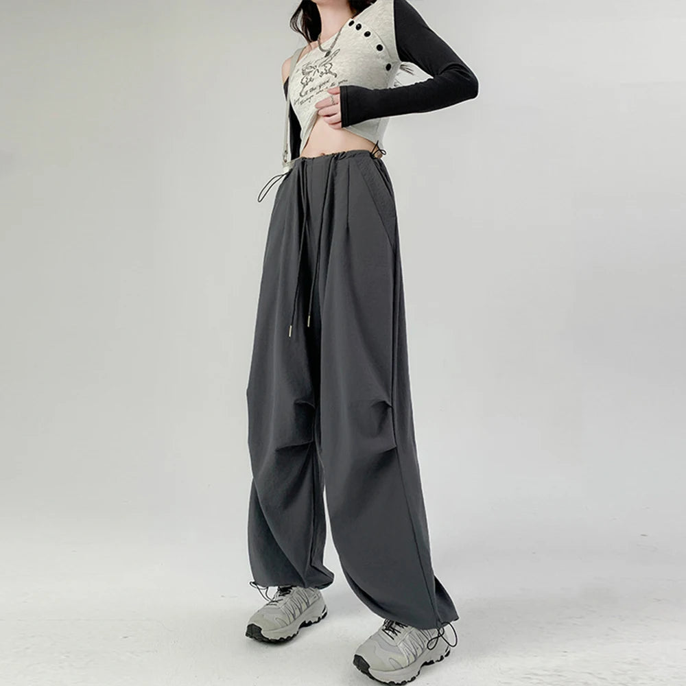 Retro High-Waist Straight-Leg Sweatpants