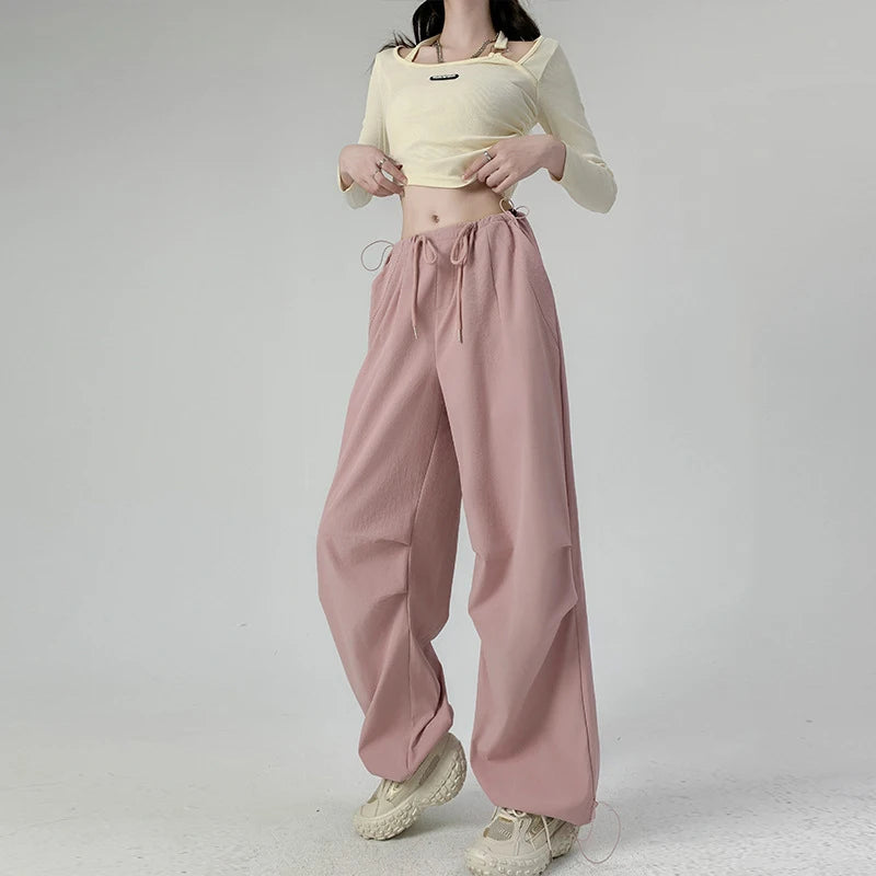 Retro High-Waist Straight-Leg Sweatpants