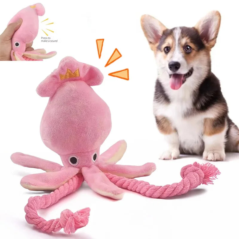 Plush Octopus Rope Toy – Squeaky & Durable