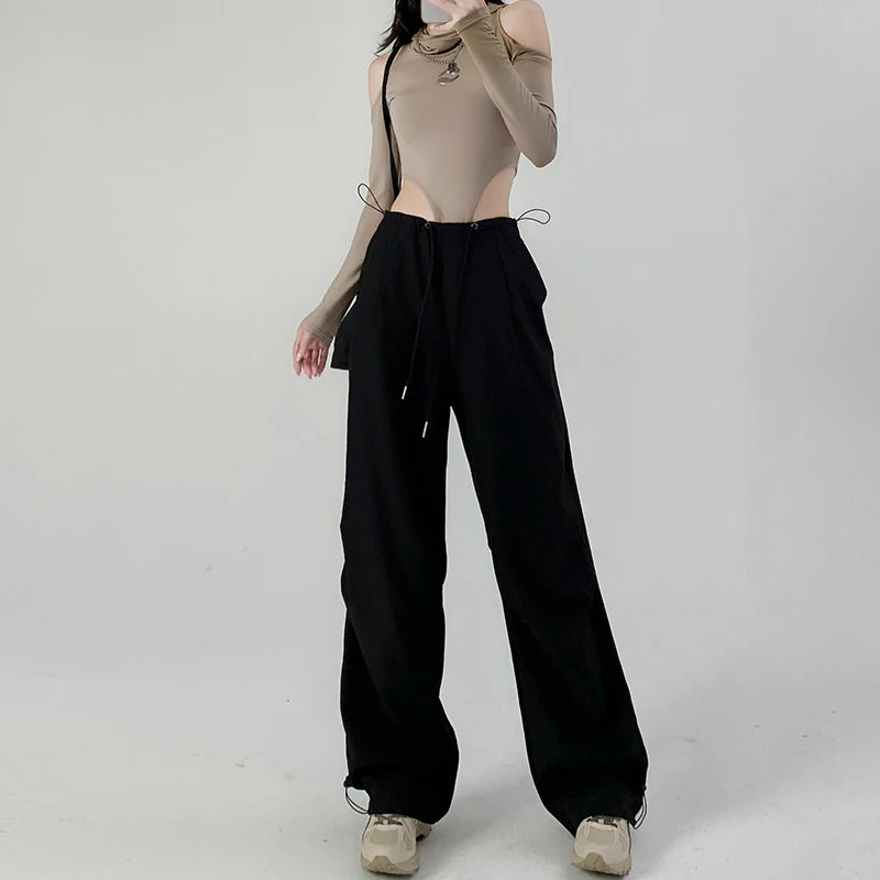 Retro High-Waist Straight-Leg Sweatpants