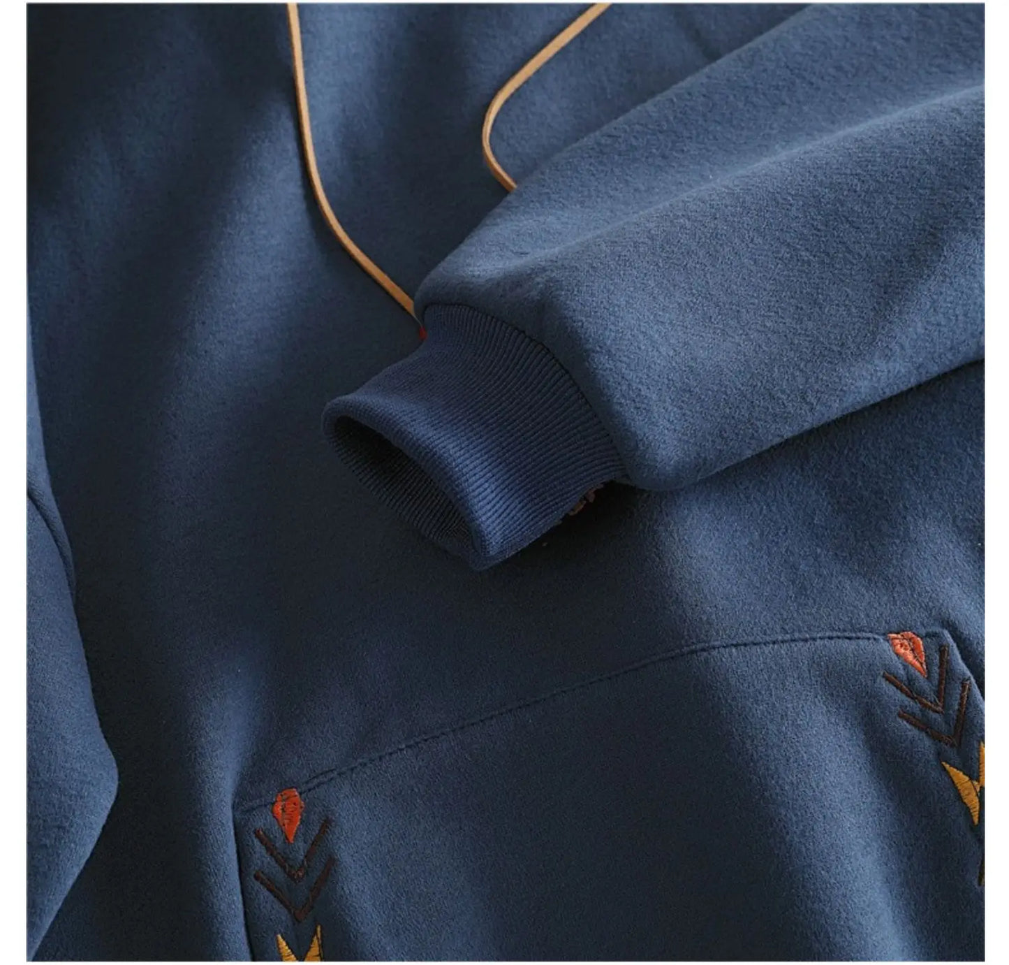 Embroidered Tassel Pocket Hoodie