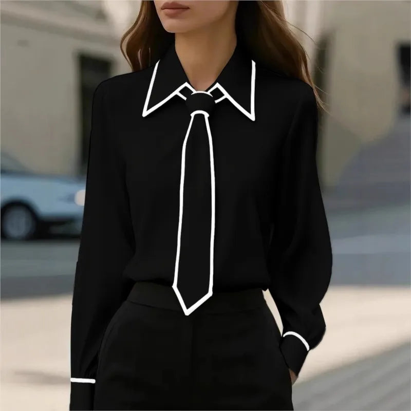 Solid Bow-Accent Blouse