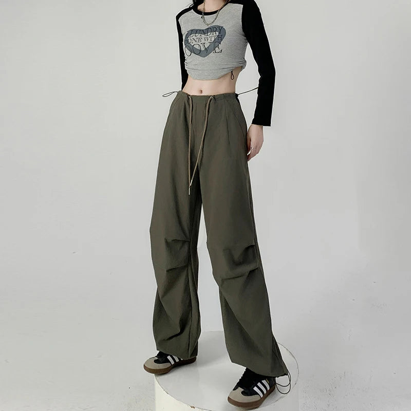 Retro High-Waist Straight-Leg Sweatpants