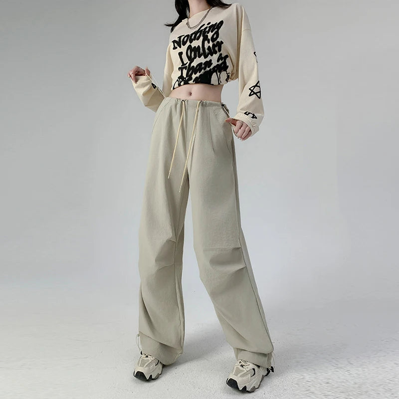 Retro High-Waist Straight-Leg Sweatpants
